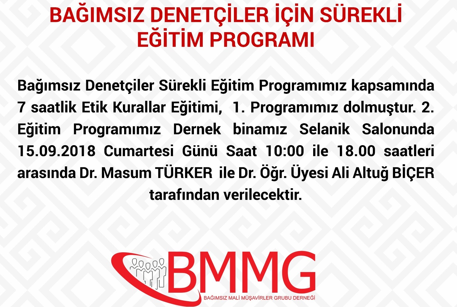 BAĞIMSIZ DENETÇİLER İÇİN SÜREKLİ EĞİTİM PROGRAMI